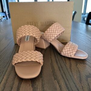 Steve Madden DAPHNEE braided block heel size 8.5 blush pink